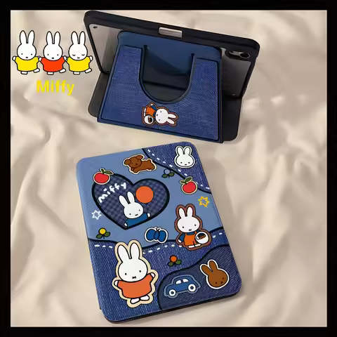 Kawaii Miffy Rabbit Tablet Case Balloon Miffy Rabbit Ipad11 360 Rotation Air7 MINI7 Anti-drop IPad 1