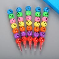 10 Pcs Stationery Cartoon Student Bingtanghulu 7 Color Graffiti Crayon Cute Expression Smiley Face P