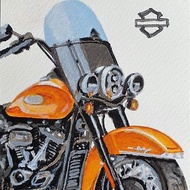 Harley Davidson Painting Motorcycle Original Art 2023 Heritage Classic Postcard