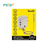 Trips2Travel x BUDI Home Charger with USB-C Cable &amp; Micro Adapter