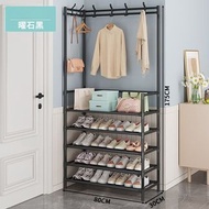 多功能入門鞋架衣帽架一體成型 | 多層簡易鞋架衣帽架 - 5層 80cm 黑色#57134