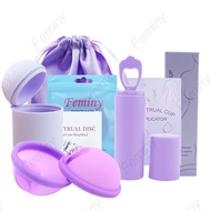 Feminy Menstrual Disc With Applicator And Sterilizer Cup Medical Silicone Disco Coletor Menstrual Di