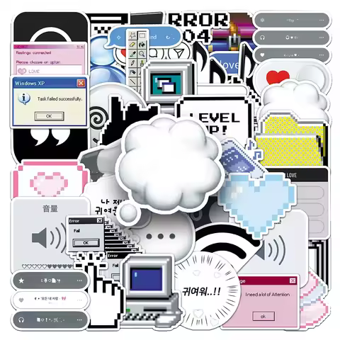 10/30/50pcs Funny Cartoon Internet Programming MEME Stickers 404 Network Error Java Sticker DIY Suit