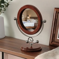 New Rotating Design Wood Makeup Mirror Retro Style Home Accessory Desktop Mirror Simple Makeup Appli