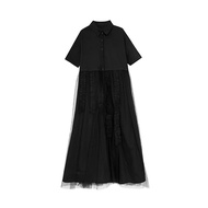 XITAO Dress  Mesh Black Goddess Fan Casual Shirt Dress