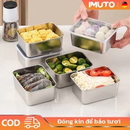 IMUTO Stainless Steel Food Storage Box with Plastic Lid – Multifunctional Storage Box for Refrigerat