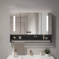 Bathroom Cabinet Solid Wood Smart Mirror Cabinet With Shelf Separate Wall-mounted Towel Bar With Sto