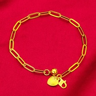 Bangkok Gold 916 Original Lelong Gold Bracelet+ring for Men Women Bracel Et Jewellery 375 Original G