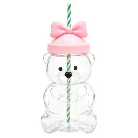 ABHI-Honey Bear Cup With Straw, 20 Ounces, Cute Coffee Drink Mug, Bear Straw Cup, Cute And Fun Straw