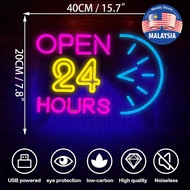 【Ready Stock】OPEN 24 HOURS LED SIGN / OPEN LED SIGN / WELCOME OPEN SIGN