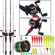 Fishing Rod Set Casting Rod Baitcasting Fishing Reel 2 Section Pancing Carbon Fishing Rod 7.2:1 Gear