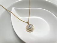 伯爵花 天然海水珍珠 真多麻 akoya 吊墜 贈銀