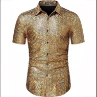 2024เสื้อแขนสั้นปักเลื่อมทางการของผู้ชาย70S เสื้อชุดปาร์ตี้ดิสโก้สำหรับมุสลิม