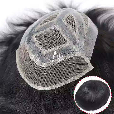 6x8/6x9/7x9/7x10 PU With Lace Men Wig Human Hair Man Toupee Lace Front Male Hair Prosthesis Toupee M