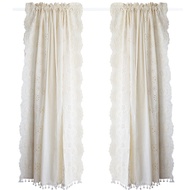P PK7J Wholesale Beige Cotton Crystal Beads American Style Rod Cabinet Door Curtain Solid Color Half