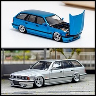 Mortal 1/64 BMW ER34 Touring Wagon Lowered Stance Sporty Blue Silver