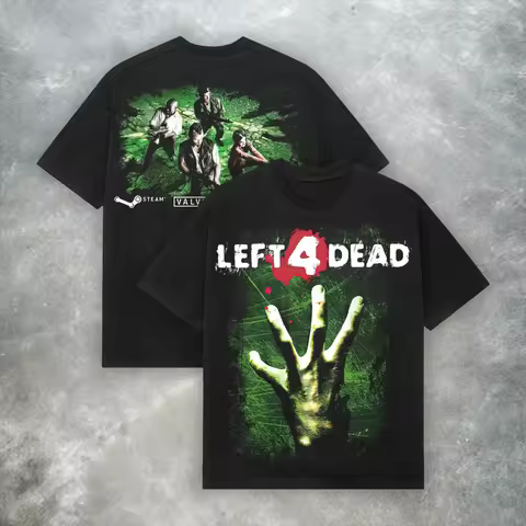 Left 4 Dead Valve Tee Retro Y2K Zombie Shooter Video Game T-Shirt Summer Men's and Women's Loose and