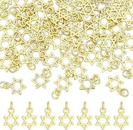 60 Pcs Star Of David Charm 18K Gold Plated Hexagram Pendant Blank 13x9mm Gold Hollow Jewish Star Con