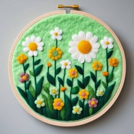 PhotoCustom Flower Wool Painting Kit Home Decor Adult Hobbies Flower Wool For Needle Felting Wall