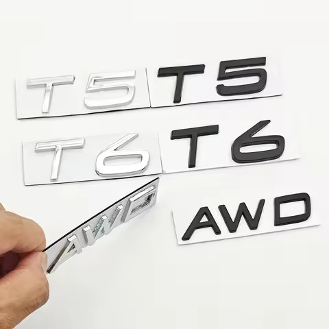 3d Metal Car Rear Trunk Badge T5 T6 AWD Emblem for S40 S60 S90 XC40 XC60 XC90 V50 V70 T5 T6 AWD Stic
