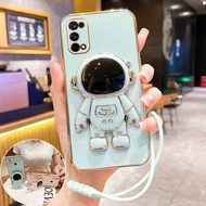 Case for Oppo RENO 4 4G Oppo RENO 4pro 4G Oppo RENO 4SE Oppo RENO 5 Oppo RENO 5pro Oppo RENO 5pro plus electroplating astronaut with stand silicone straight edge mobile phone case