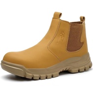 Safety Shoes Men'S Shoes Microfiber Leather Work Boots Waterproof High-Top Slip-On Wear-Resistant K9