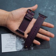 磨砂紫色簡約款蘋果Applewatch錶帶Ultra錶帶 手工牛皮客製化禮物