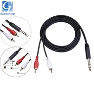 [Gazechimp] 6.35 mm to 2RCA Cable Splitter Cable Interconnect 35 mm for Gold- DJ Stereo Cable