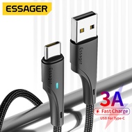 Essager usb type c 3A fast charging data cable with LED light 0.25-3m data cable for Xiaomi Samsung Android phone usb c data cable