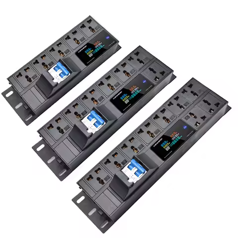 2U PDU Power Strip 5/7/9/11/13/15/17Ways Universal Socket Ammeter/voltmeter/power tester 16A 4000W 3