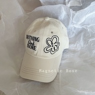 South Korea Surrogate Shopping Four Colors Leisure Cute flowers&English Embroidery Soft Top Baseball