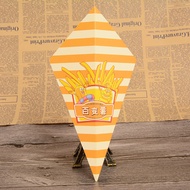 Pot Potato Fries Box Conical French Fries Packaging Bag Triangular French Fries Box Disposable Weste