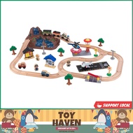 [sgstock] KidKraft Bucket Top Mountain Train Set with 61 Pieces, Magnetic Train, Wooden Tracks and Storage ,Gift for Age