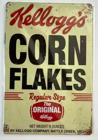 Kellogg;s Corn Flakes Vintage Novelty Metal Sign Wall Art