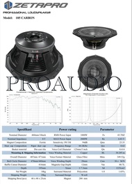 SPEAKER ZETAPRO 185 CARBON 185CARBON 18 INCH SPEAKER KOMPONEN 2000 W