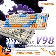 SG_In Stock> EWEADN V98 wireless and BT Membrane Keyboard Rechargeable 98 Key PBT Ball Keycaps RGB B