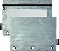 Grey Gradient 3 Ring Binder Pencil Pouch Pen Pencil Bag Zipper Binder Boys School Binders Clear Pock