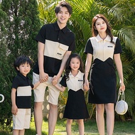 Polo Family Dress Men Shirt Boy tshirt Women Girl Dress Mini Dress Family Mathing Outfits T-shirt Family Set Tees Plus Size