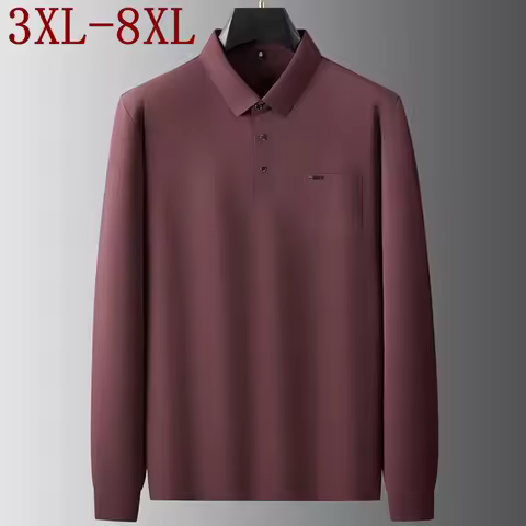 8XL 7XL 6XL 2025 New Design High End Luxury Polo Shirt Man Tops Casual Mens Shirts With Pocket Long 