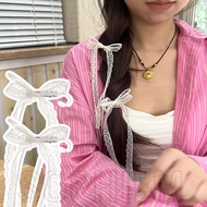 2Pcs White Lace Bow Hair Clips - Sweet, Cute, Ballet Style - Side Bangs Clip - Hair Accessories - Lo