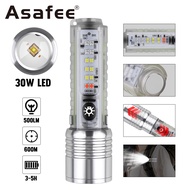 Asafee S21 30W 600M Long Range White Flashlight Side light Rechargeable Waterproof Type-C Charge pan