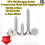 [HL-ZGLS] SUS304, Hexagon Socket Countersunk Head Self-Tapping Screw, M2/M2.3/M2.6/M3/M3.5/M4, Hexag