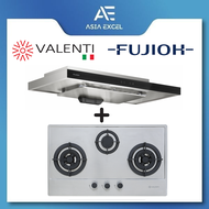 FUJIOH FR-MS2390R 90CM SLIMLINE HOOD + VALENTI VC830S 3 BURNER STAINLESS STEEL GAS HOB