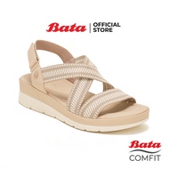 Bata บาจา Comfit รองเท้าเพื่อสุขภาพแบบรัดส้น พร้อมเทคโนโลยีคุชชั่น รองรับน้ำหนักเท้า สำหรับผู้หญิง รุ่น W-FLEX สีน้ำตาล 6018060 สีม่วง 6019060