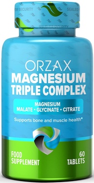 ORZAX Magnesium Glycinate, Citrate, Malate - 200 mg of Triple Complex Magnesium for Muscles, Nerves,