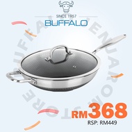 BUFFALO TOROS 32cm Stainless Steel 304 Honey Comb Wok (Long Handle) 牛头牌长柄32cm平底蜂巢锅不粘锅304不锈钢 (BLT06)