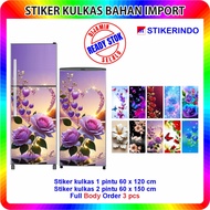 1 Door and 2 Door Refrigerator Stickers with 5 Floral Motifs