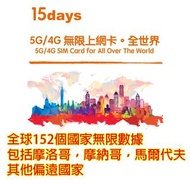 全球卡(包括馬爾代夫)15日5G/4G 6GB之後降速無限數據卡上網卡電話卡SIM卡data