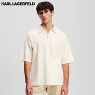 KARL LAGERFELD - KL ZIP-UP POLO W/ POCKET