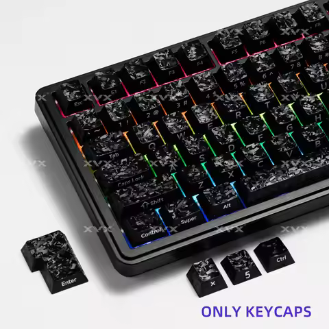 XVX Forged Carbon-Look Cherry Profile Keycaps Set 119-key Non-Transparent for Cherry MX Switches Key